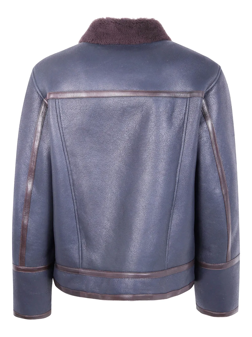 DONDUP shearling leather zip-front jacket Blauw