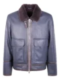 DONDUP shearling leather zip-front jacket - Blue