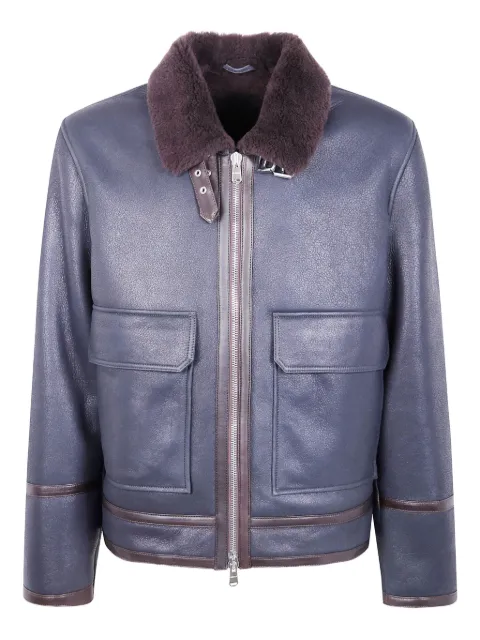 DONDUP shearling leather zip-front jacket