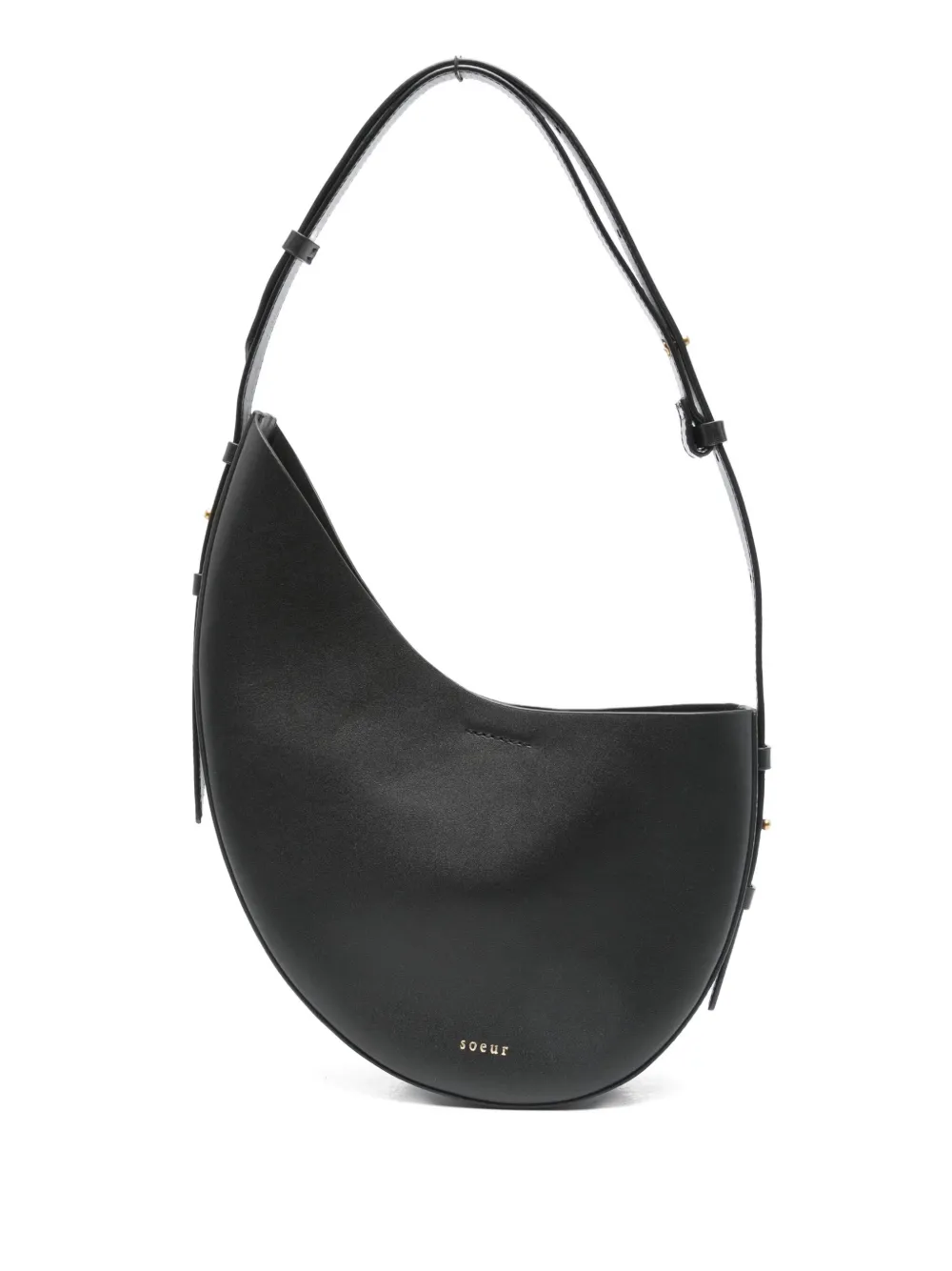Soeur Wino Crescent Sheepskin Shoulder Bag In Black