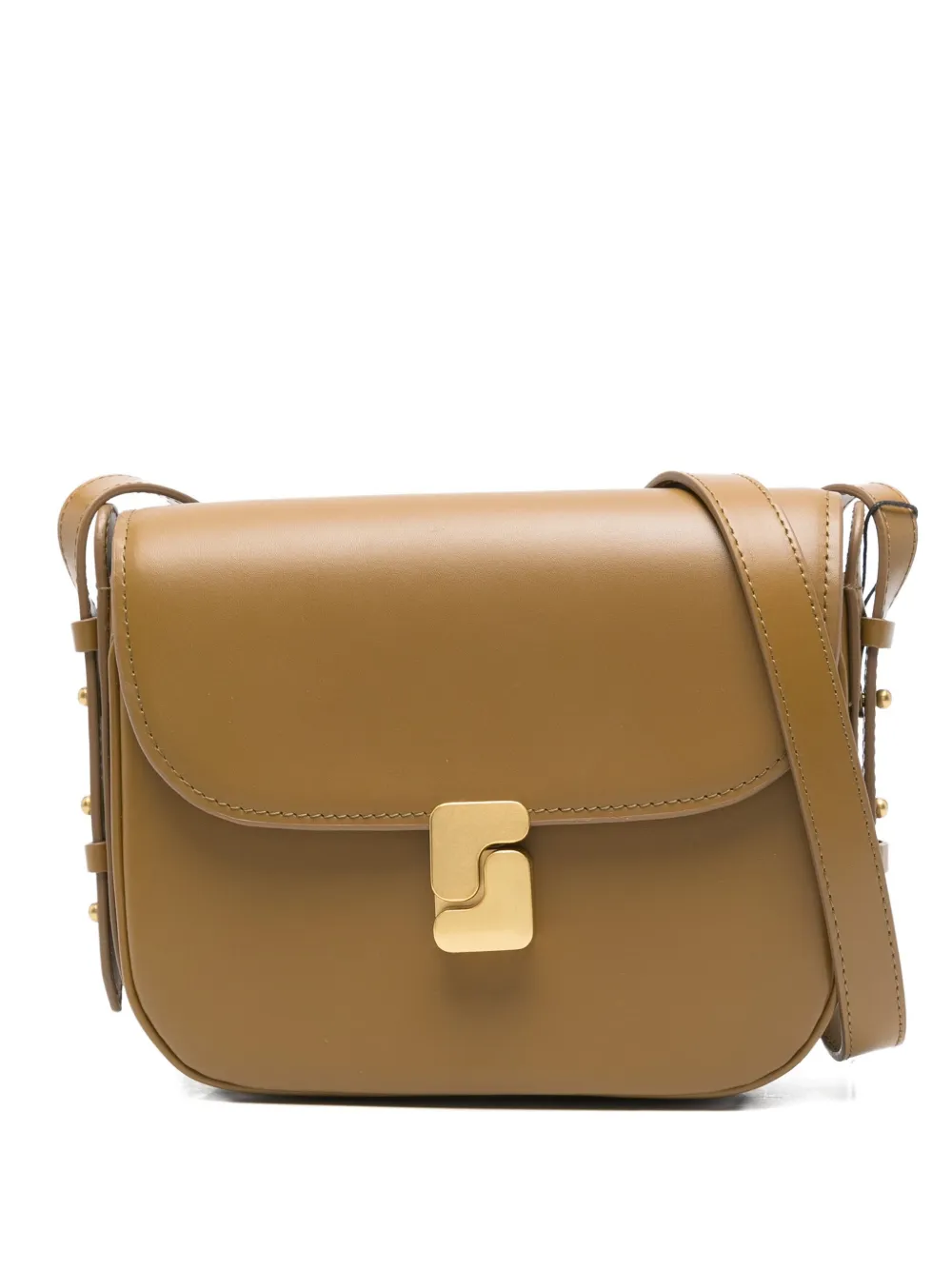 Soeur Mini Bellissima Flap-fastening Studded Shoulder Bag In Brown