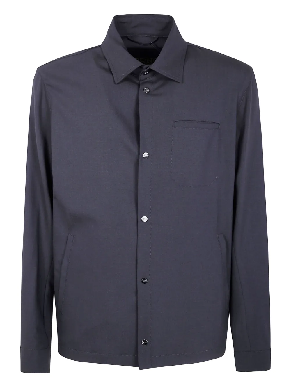Herno button-fastening patch-pocket shirt jacket Grijs