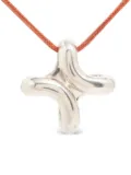 Hermès Pre-Owned curved cross-pendant necklace - Silver