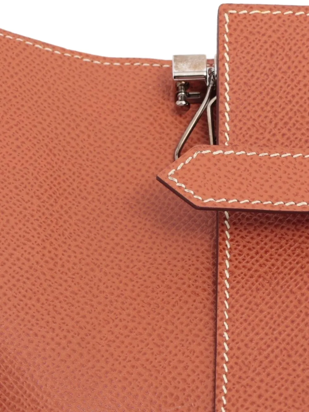 Pre-owned Hermes Contrastrast-stitching Key Chain In Brown