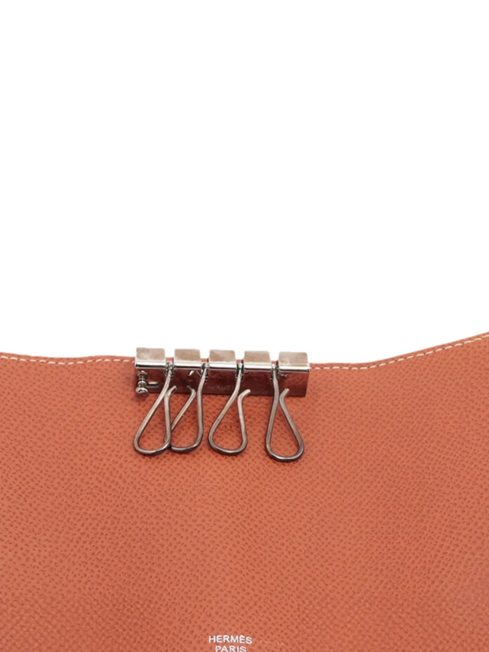 Pre-owned Hermes Contrastrast-stitching Key Chain In Brown