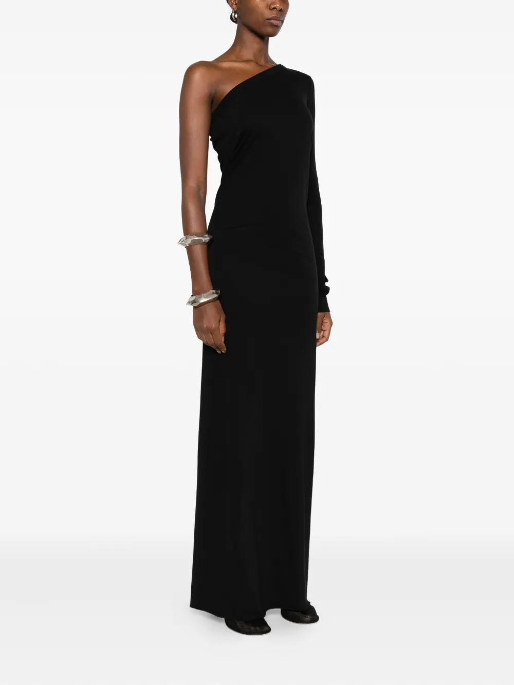 Rick Owens DRKSHDW Maxi-jurk met asymmetrische hals Zwart