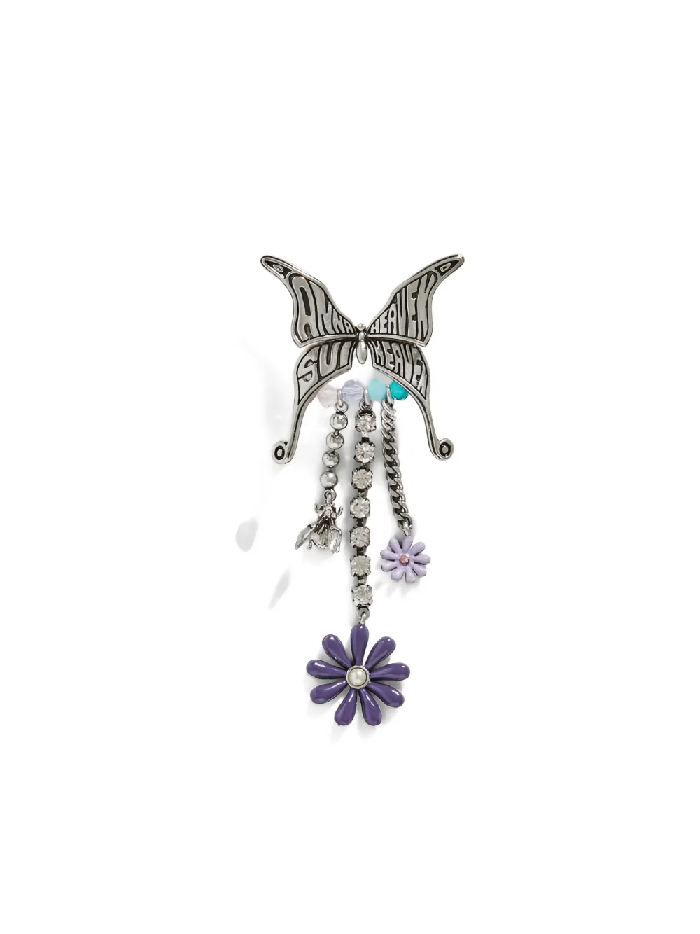 Marc Jacobs Butterfly Chain Flower Earrings In Metallic