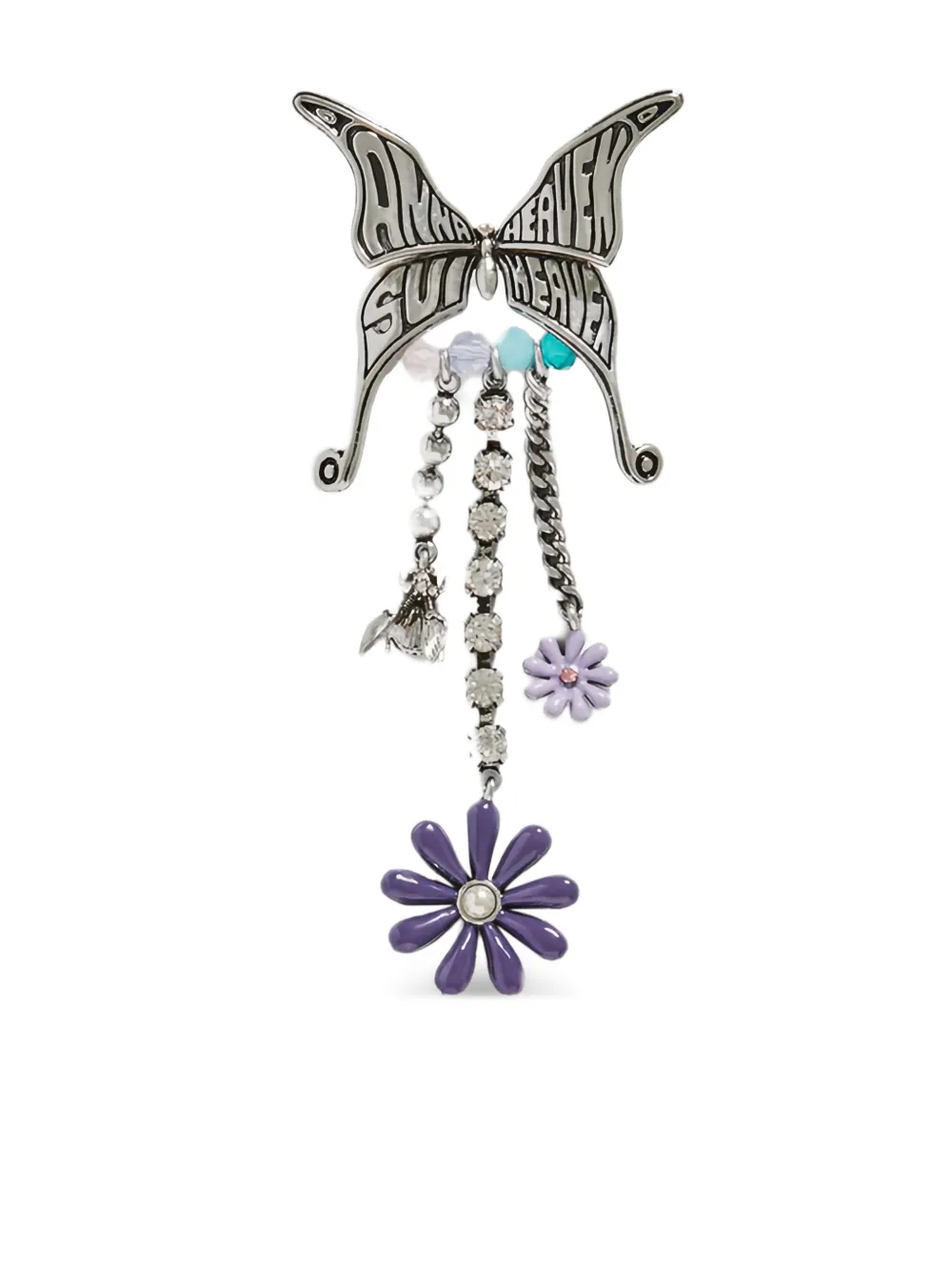 Marc Jacobs butterfly chain flower earrings - Argento