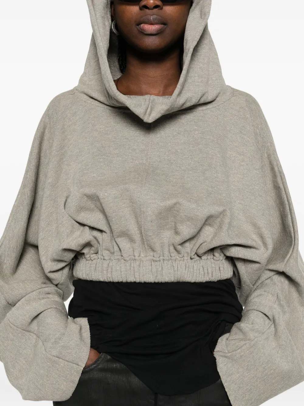 Rick Owens Drkshdw Drawstring Hoodie In Gray
