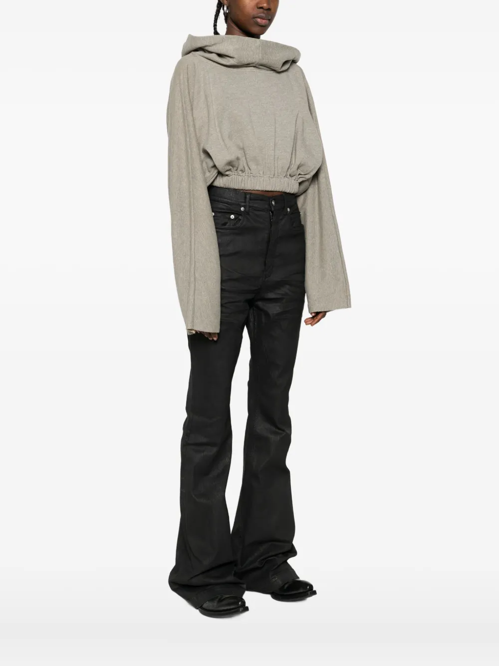 Rick Owens Drkshdw Drawstring Hoodie In Gray