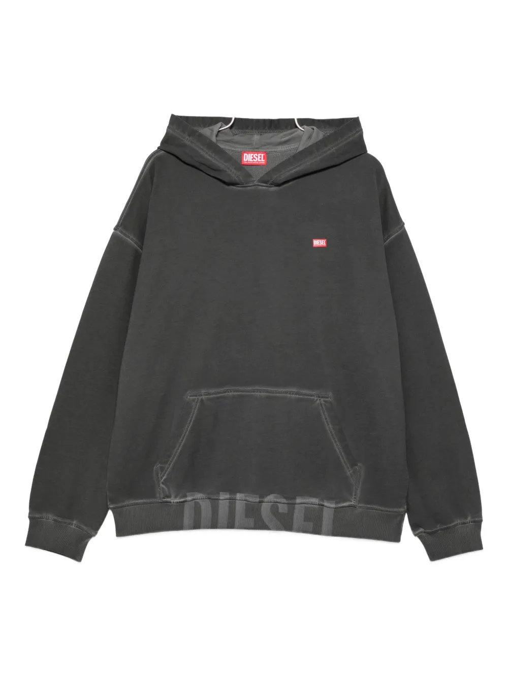 Diesel logo-embroidered hooded sweatshirt Zwart