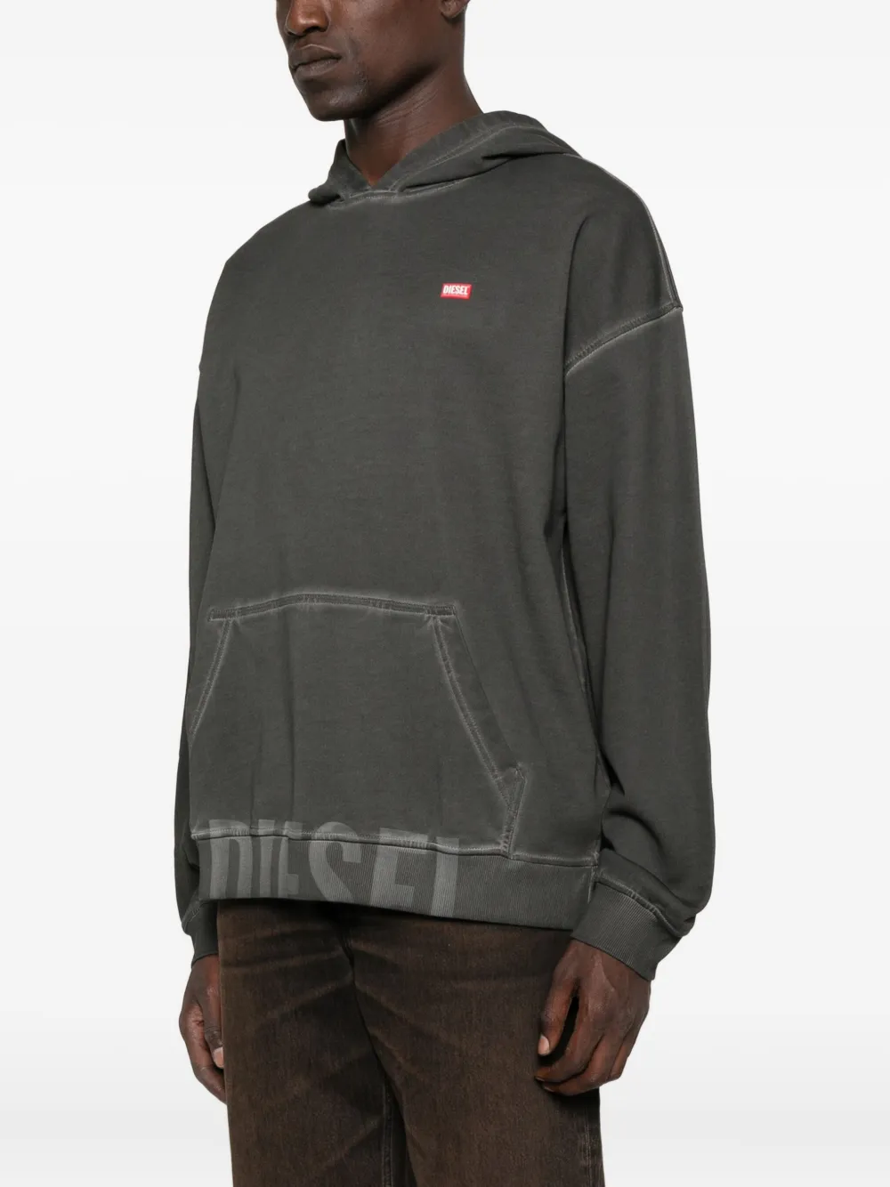 Diesel logo-embroidered hooded sweatshirt Zwart