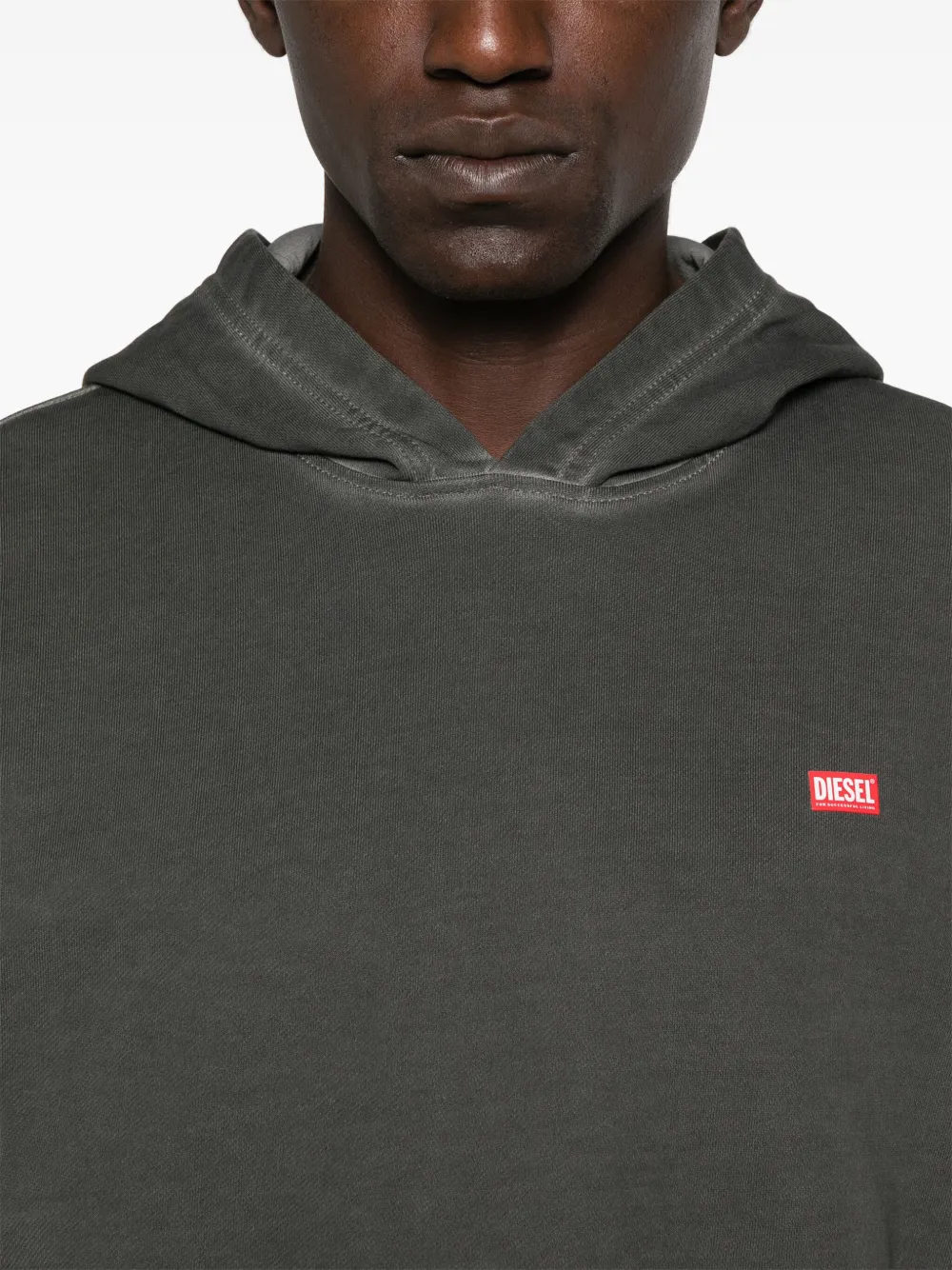 Diesel logo-embroidered hooded sweatshirt Zwart