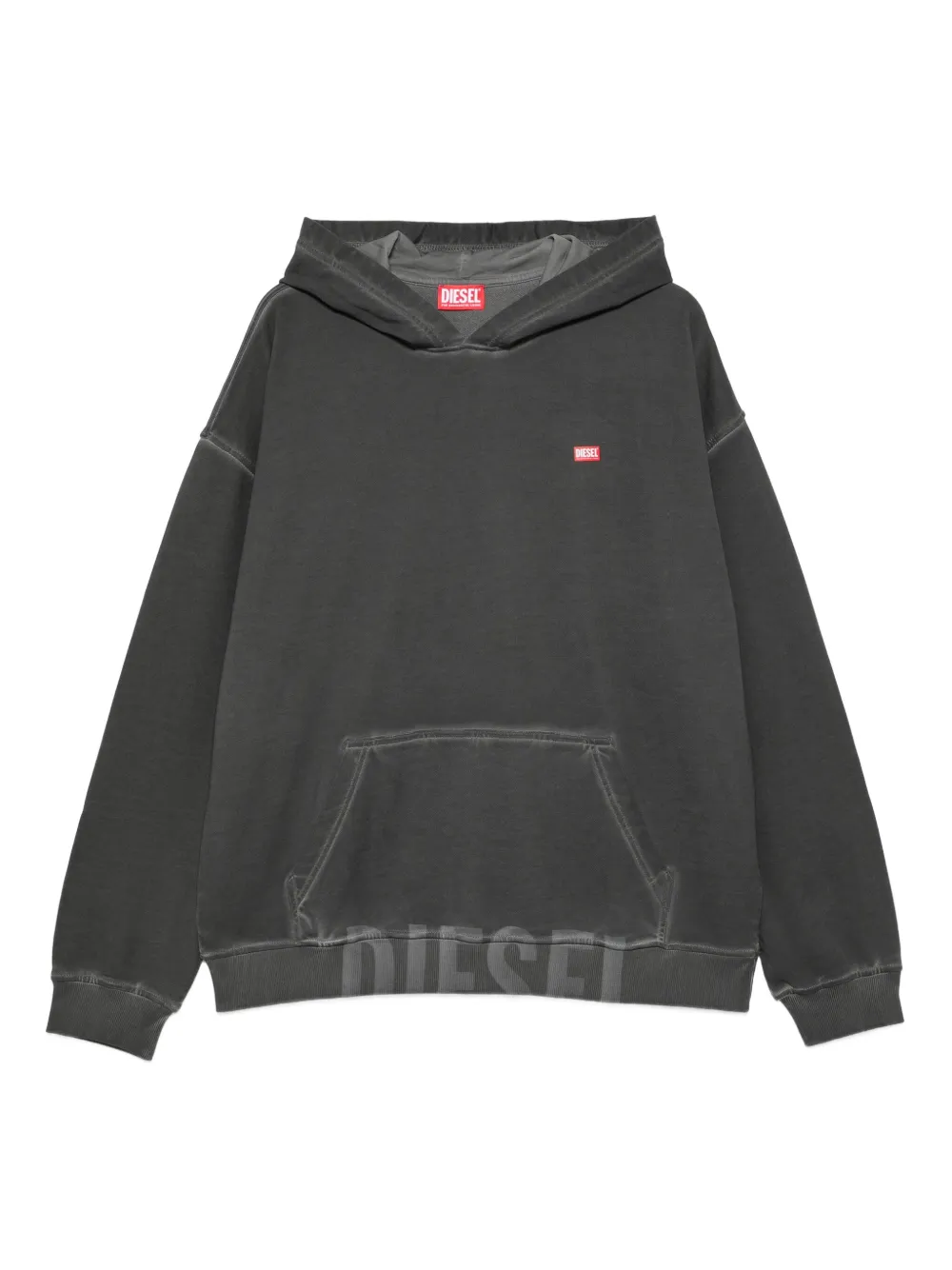 Diesel logo-embroidered hooded sweatshirt Zwart