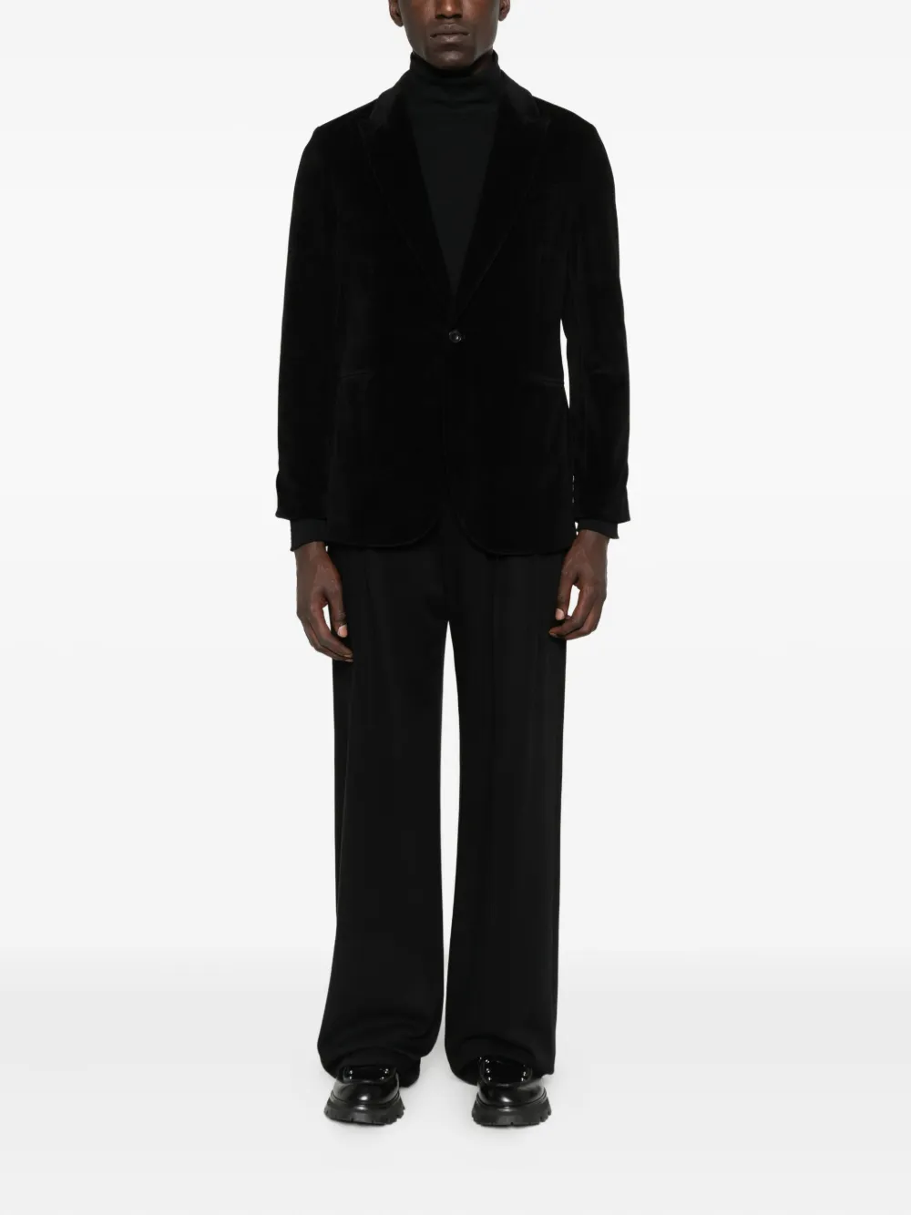 Circolo 1901 Fluwelen blazer met enkele rij knopen Zwart