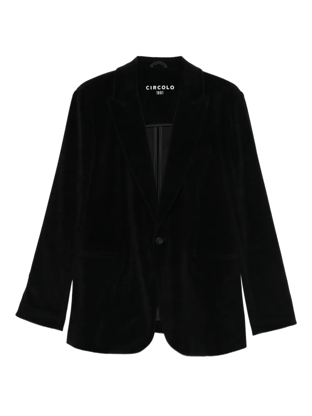 Circolo 1901 Fluwelen blazer met enkele rij knopen Zwart