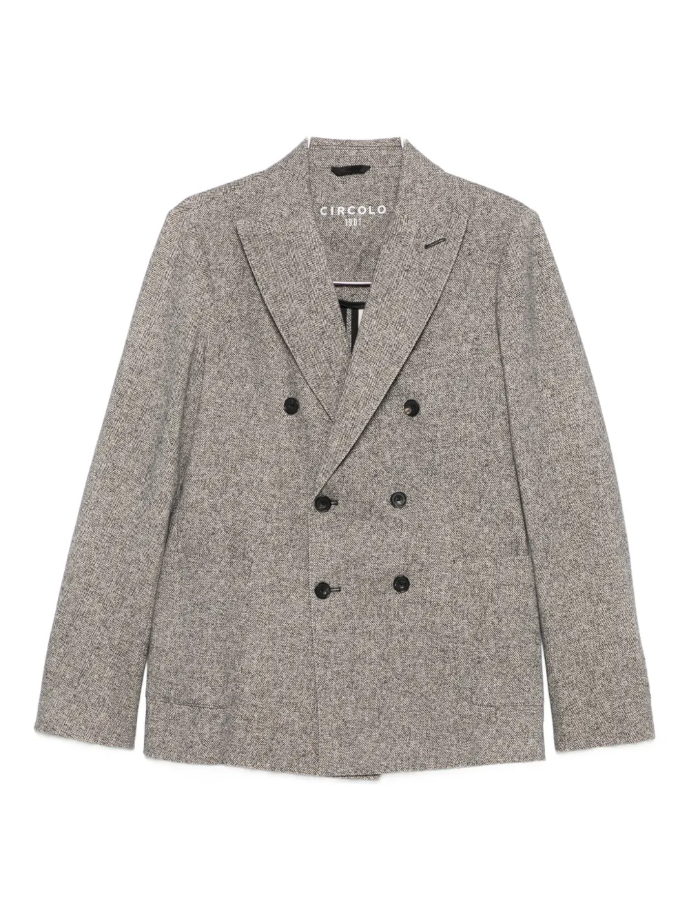 Circolo 1901 Double-breasted Herringbone Jacket With Tailored Fit In Brown
