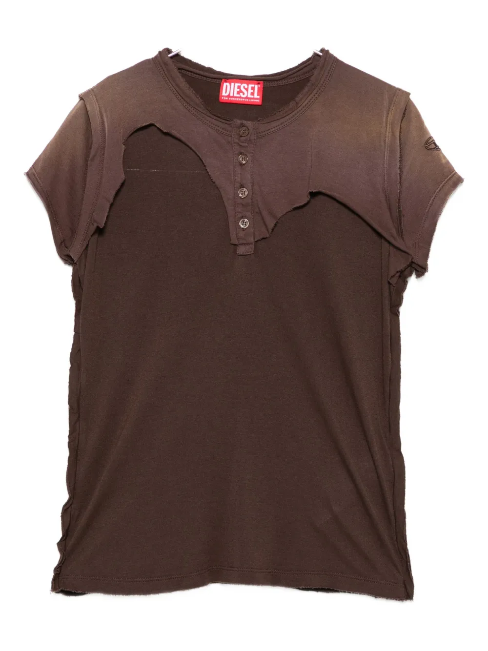 Diesel Henley T-shirt met knoopsluiting Bruin