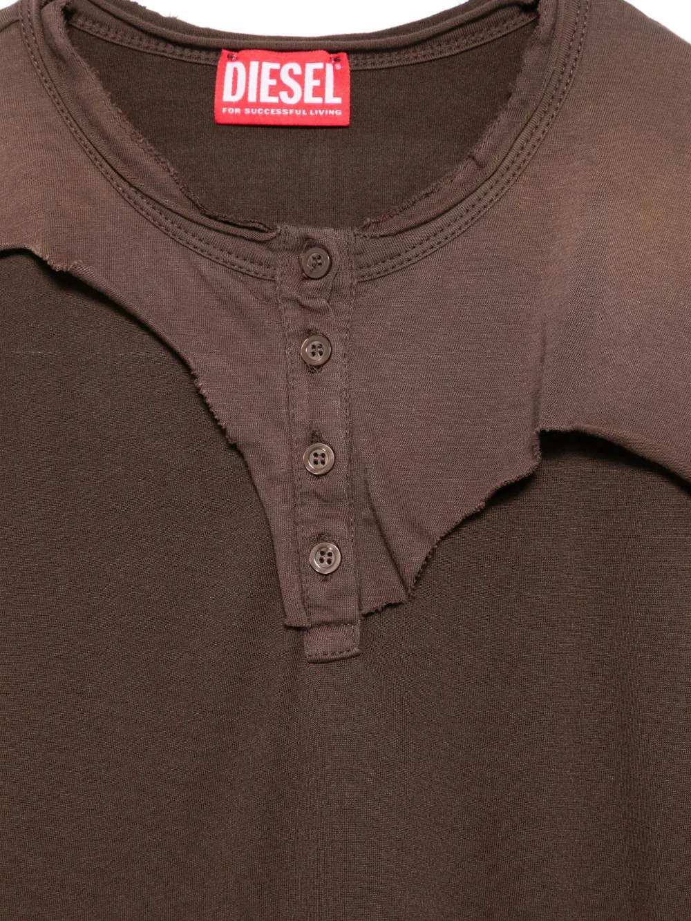 Diesel Henley T-shirt met knoopsluiting Bruin