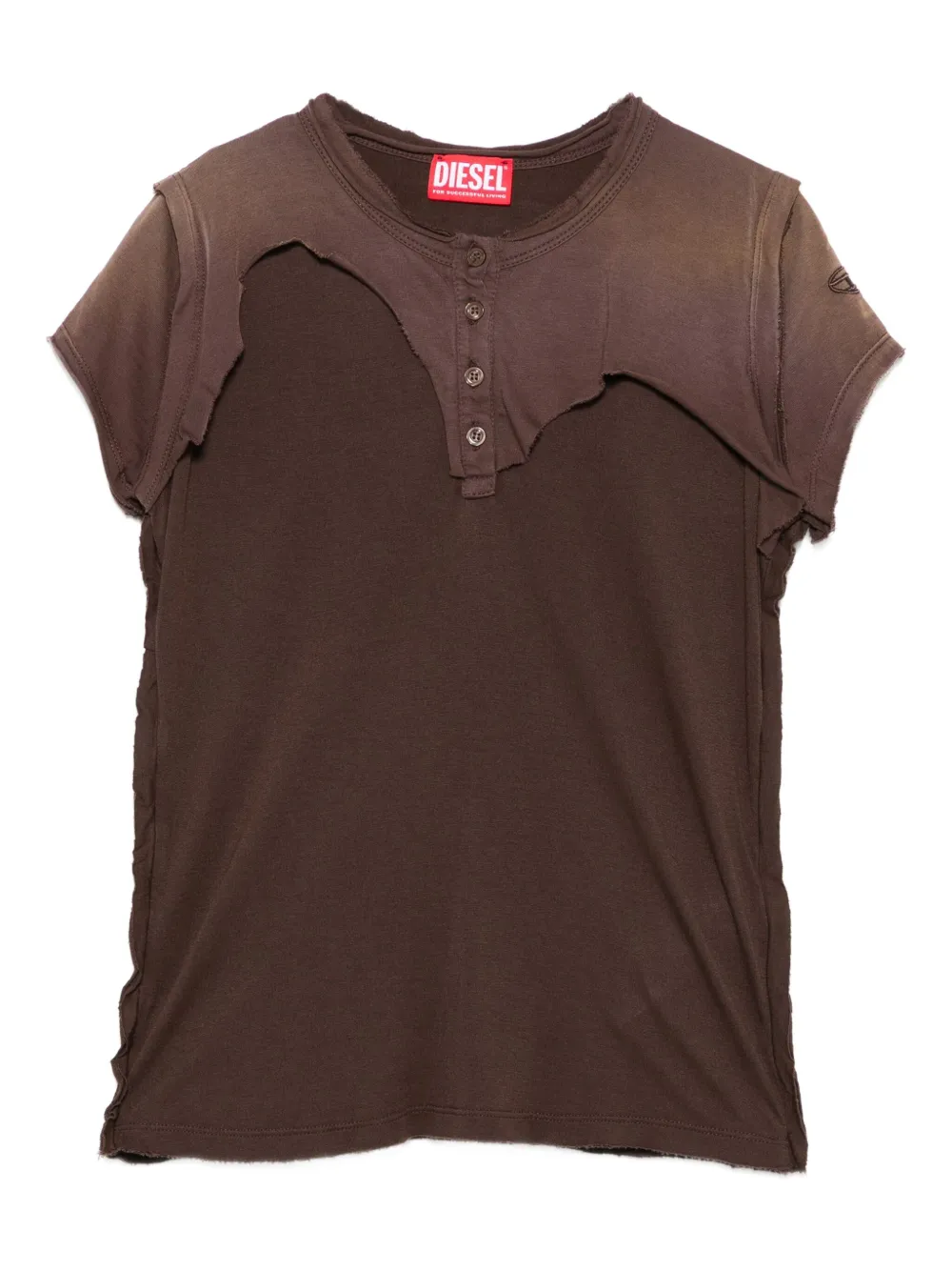 Diesel Henley T-shirt met knoopsluiting Bruin