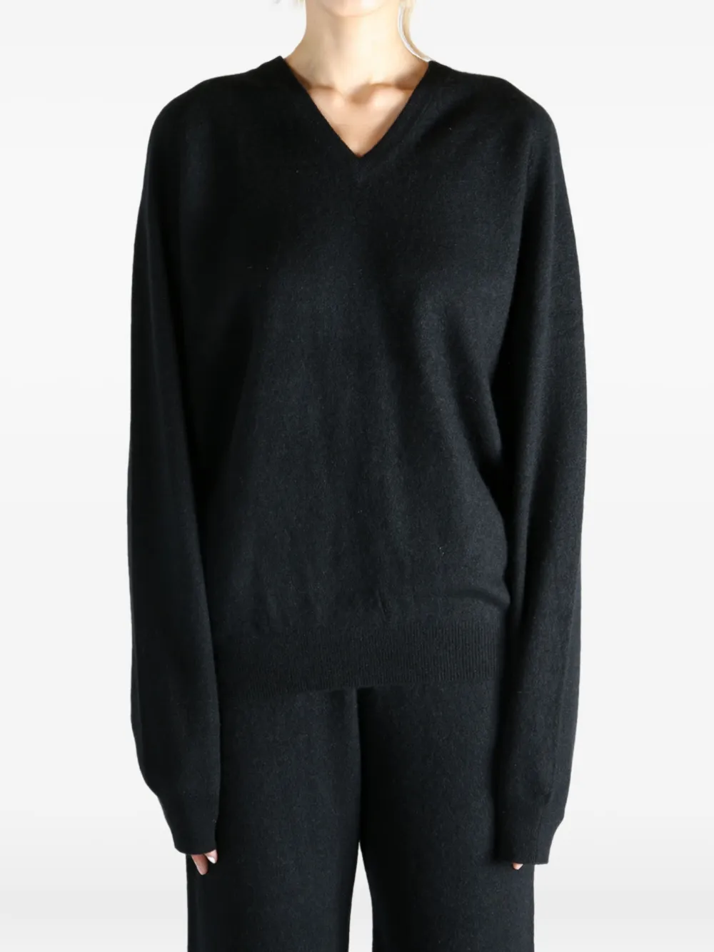 Frenckenberger V-neck Cashmere Sweater In Black