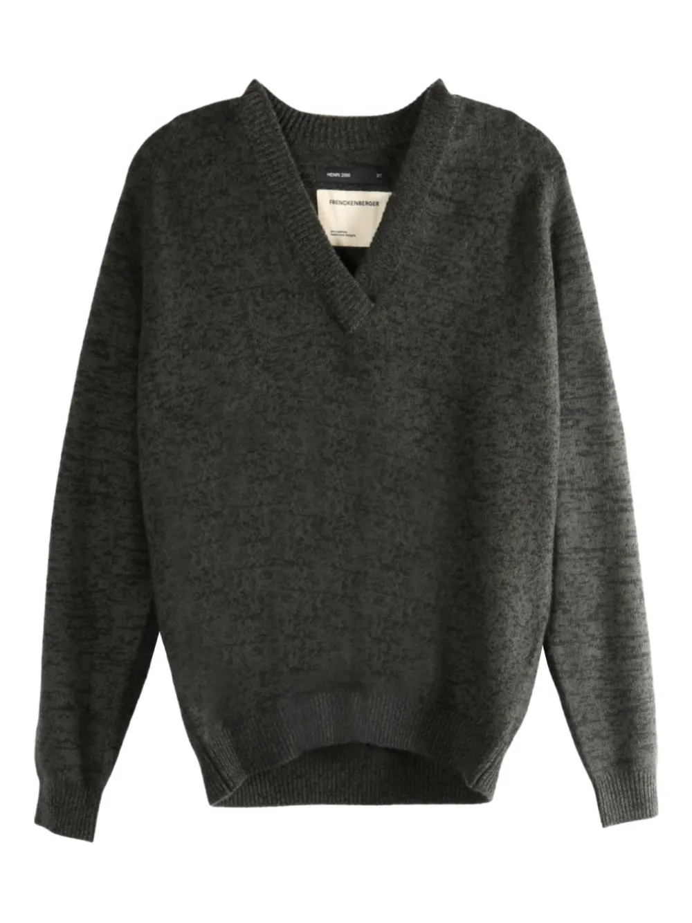 Frenckenberger V-neck Mélange Sweater In Gray
