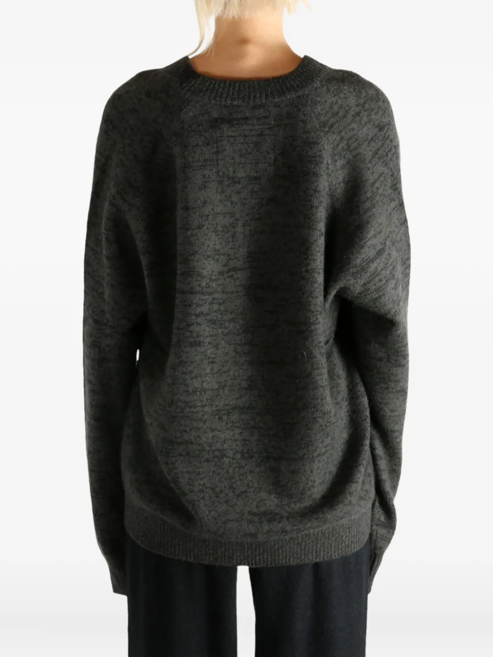 Frenckenberger V-neck Mélange Sweater In Gray