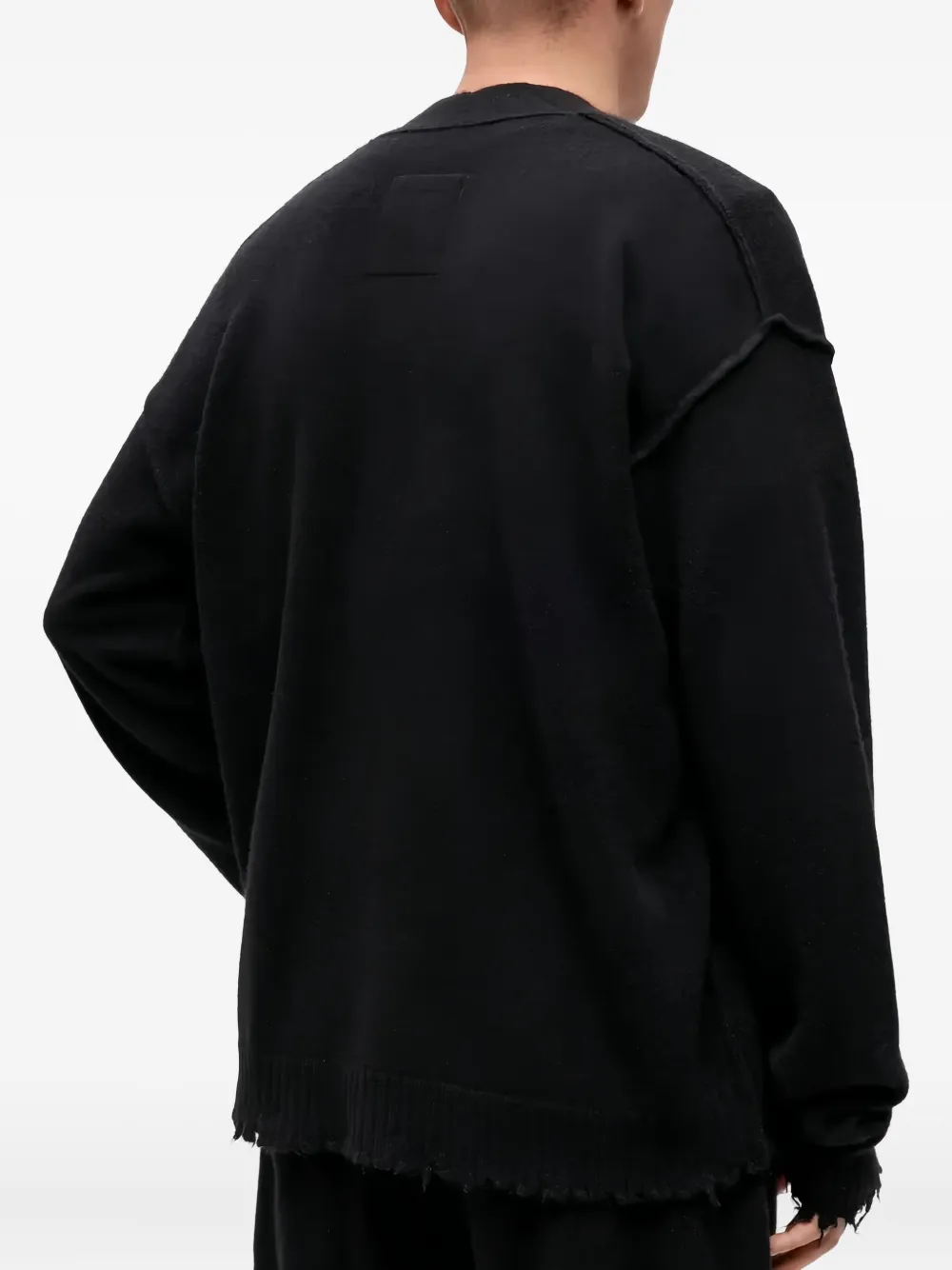 Uma Wang Frayed Buttoned Cardigan In Black