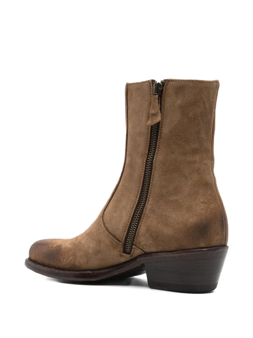 Eraldo 45mm Zip-detail Suede Boots In Brown