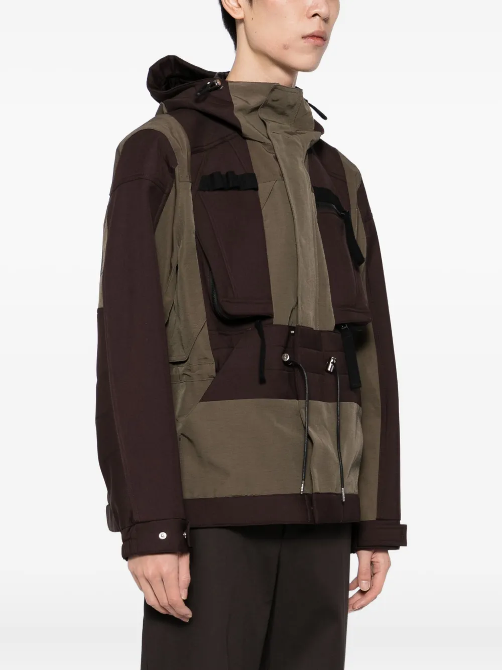 sacai Jack met vlakken Bruin