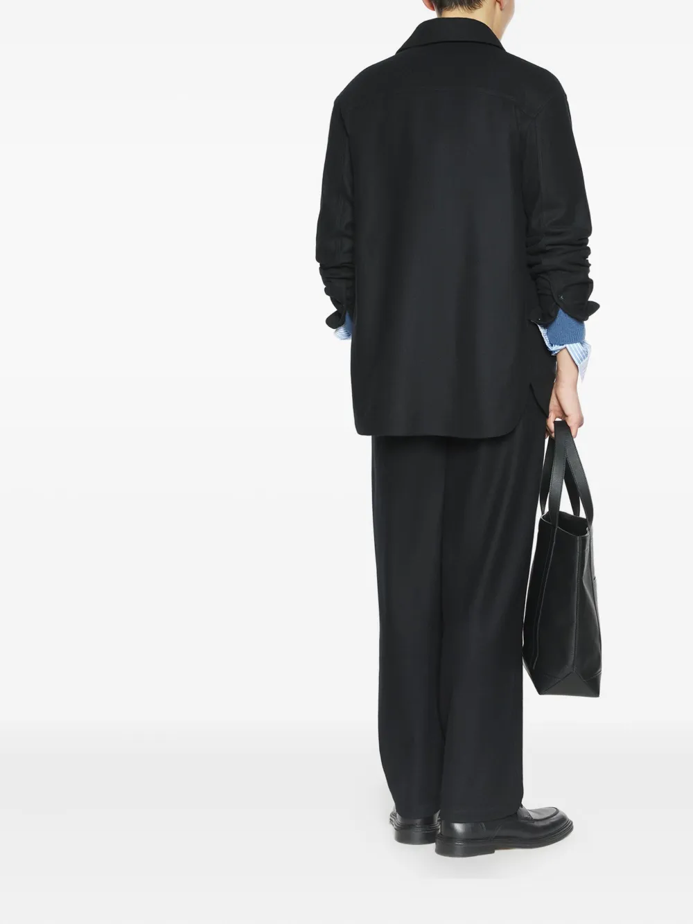 Maison Kitsuné Embroidered Wool Shirt In Black