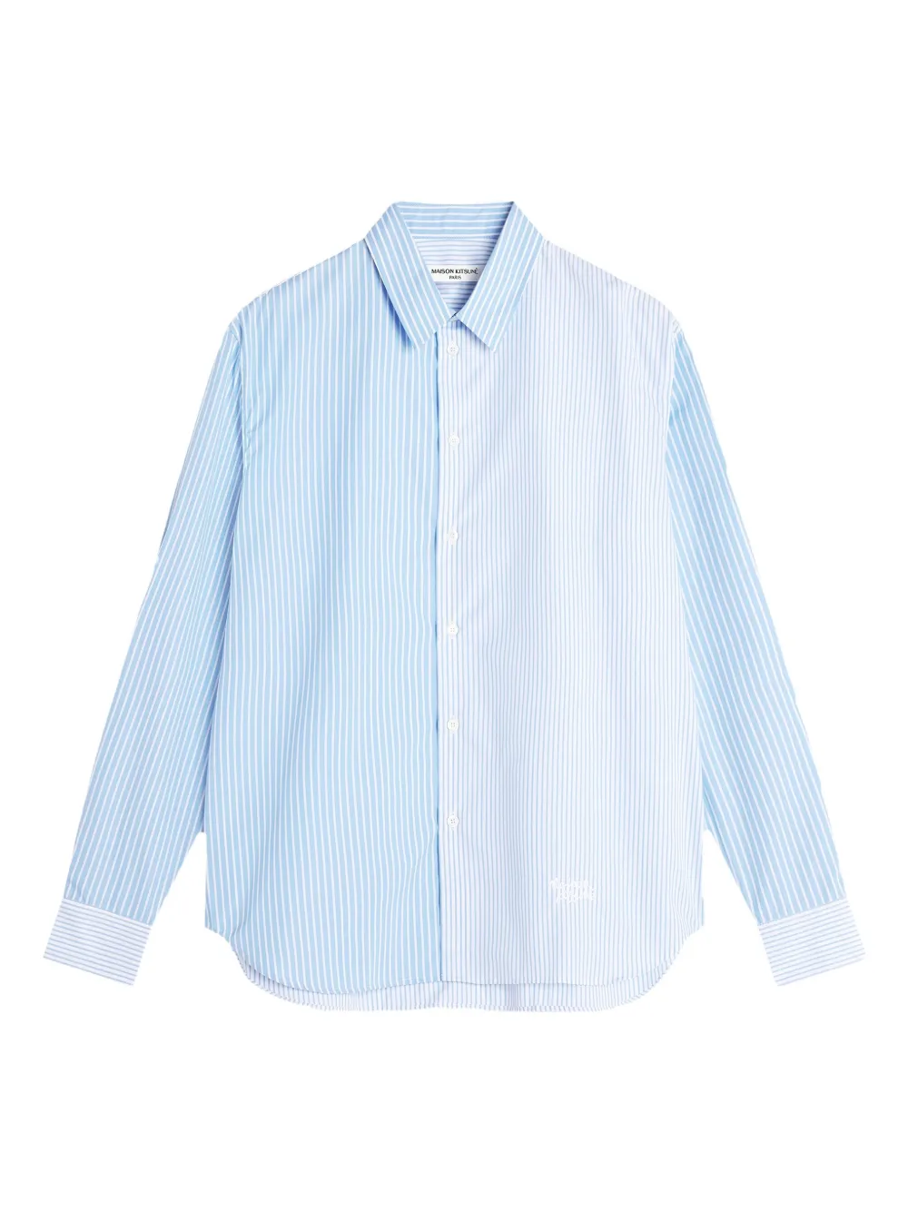Maison Kitsuné ストライプ エンブロイダリーシャツ - ブルー Maison Kitsuné ストライプ エンブロイダリーシャツ - ブルー