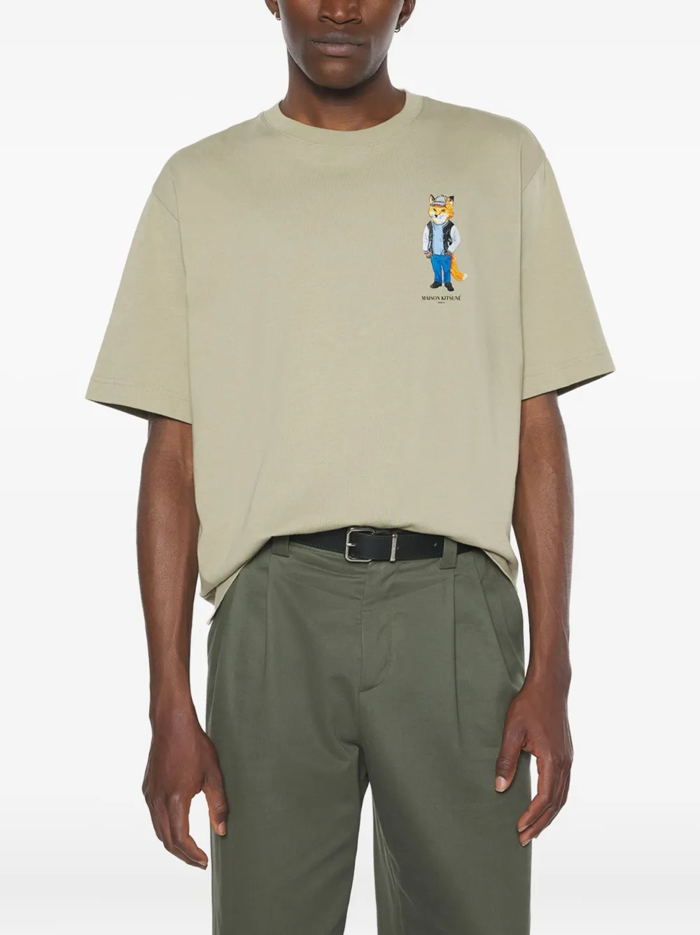 Maison Kitsuné Katoenen T-shirt met vossenprint Groen