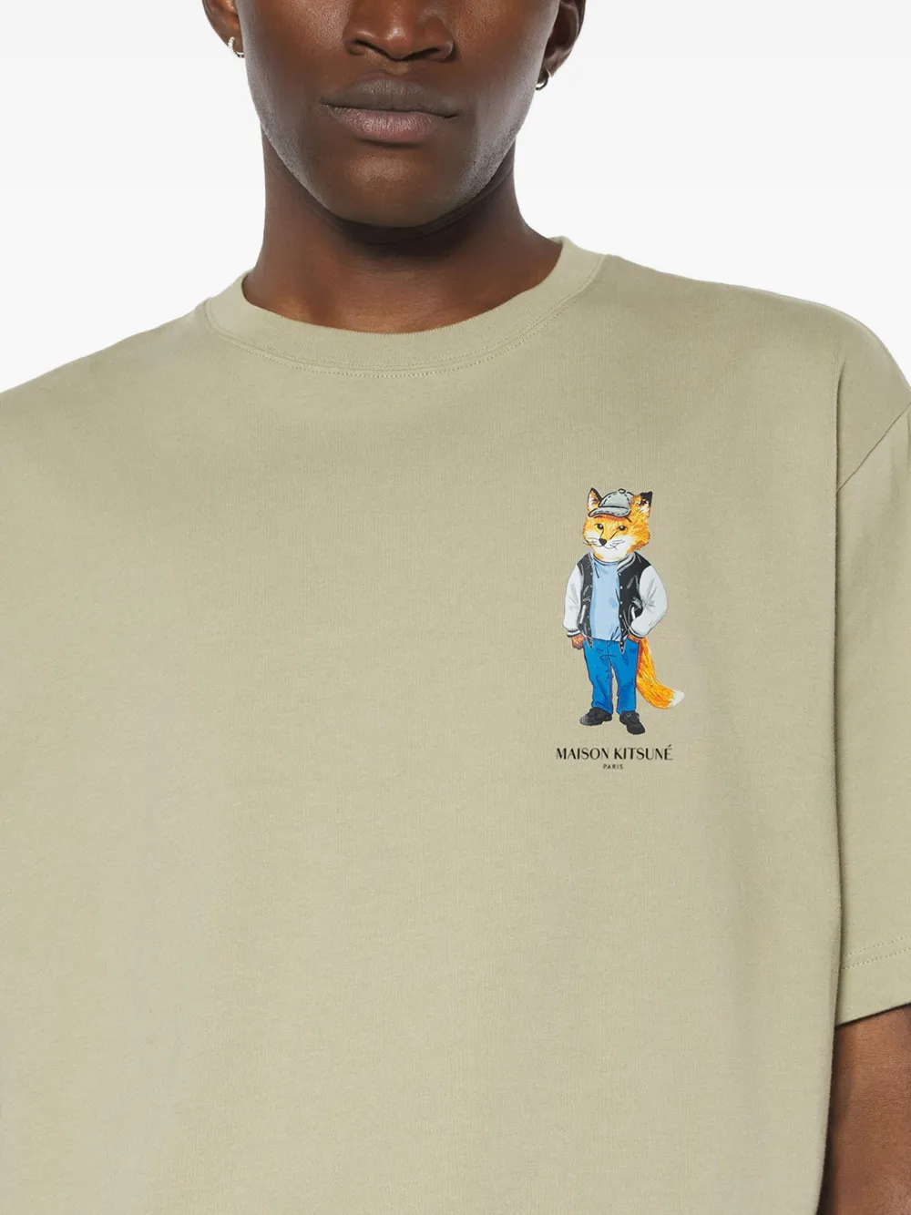 Maison Kitsuné Katoenen T-shirt met vossenprint Groen