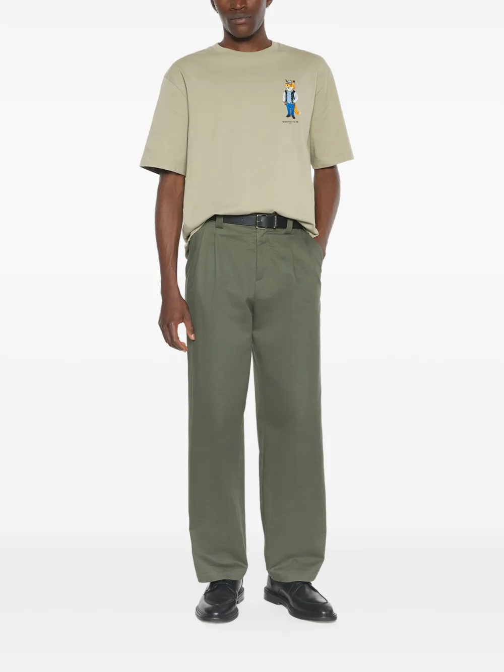 Maison Kitsuné Katoenen T-shirt met vossenprint Groen