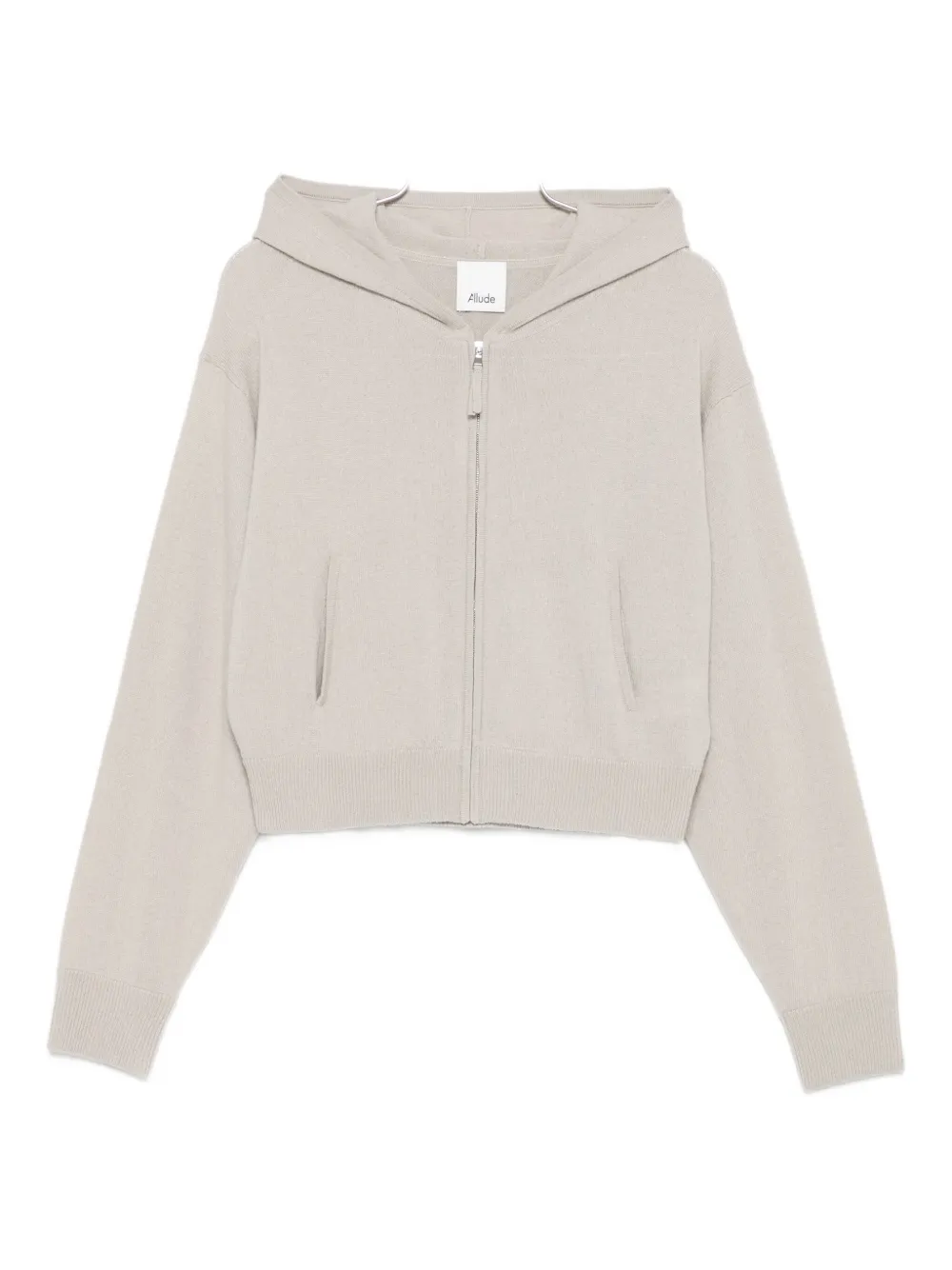 Allude Hooded Zip-up Cardigan In Neutral