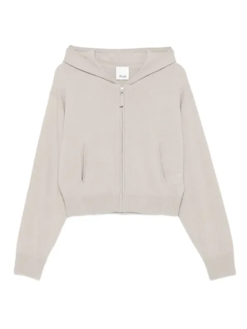 Allude hooded zip-up cardigan