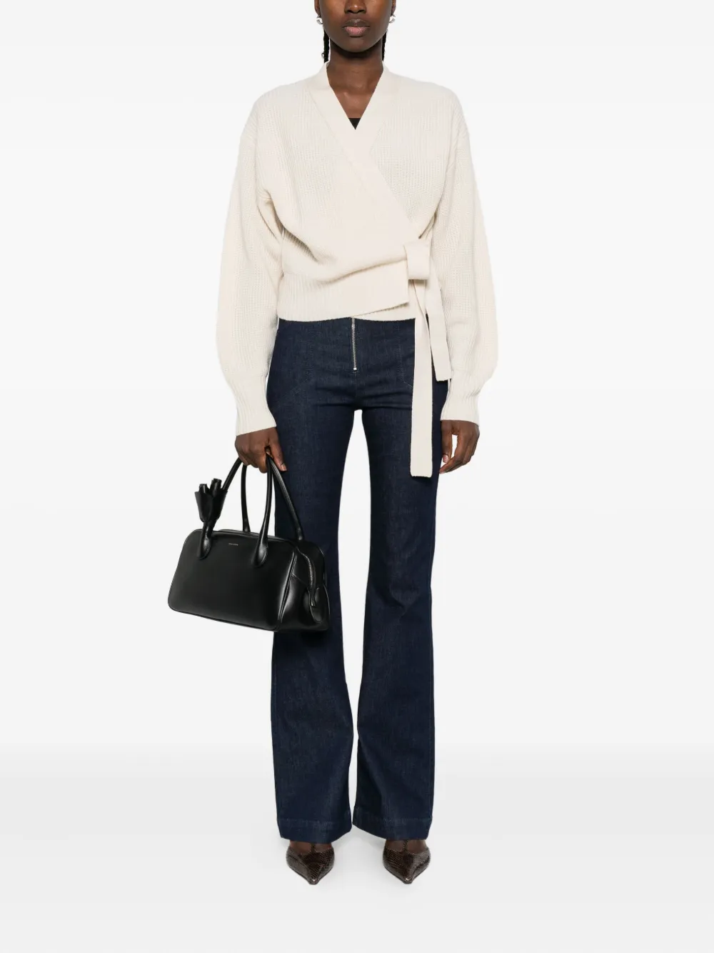 Allude Vest met strik Beige