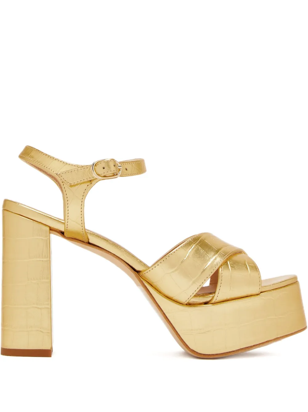 Andrea Gomez 110mm Bella croc-embossed platform sandals Yellow