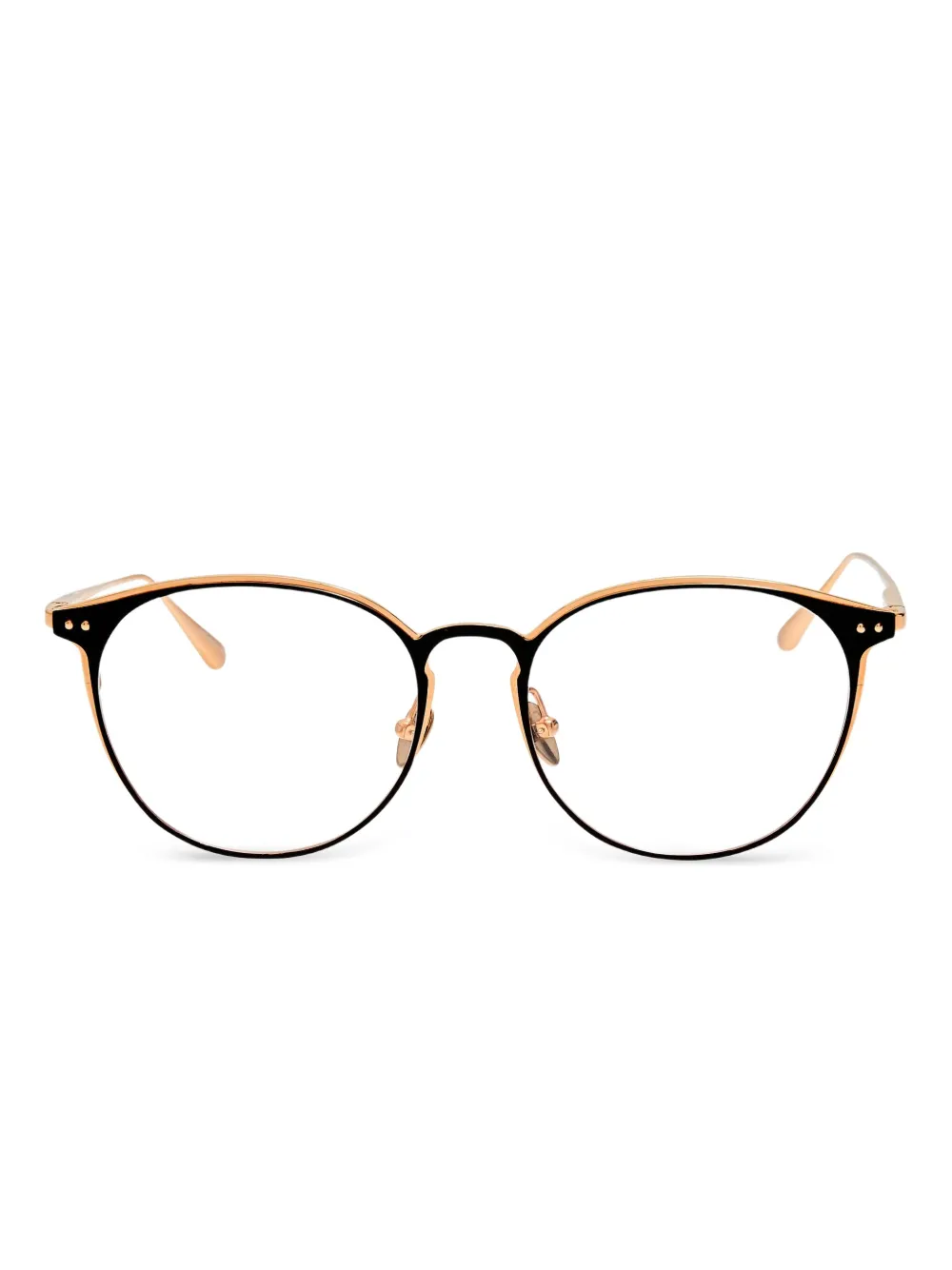 Linda Farrow round-frame clear glasses | Gold | Image 1