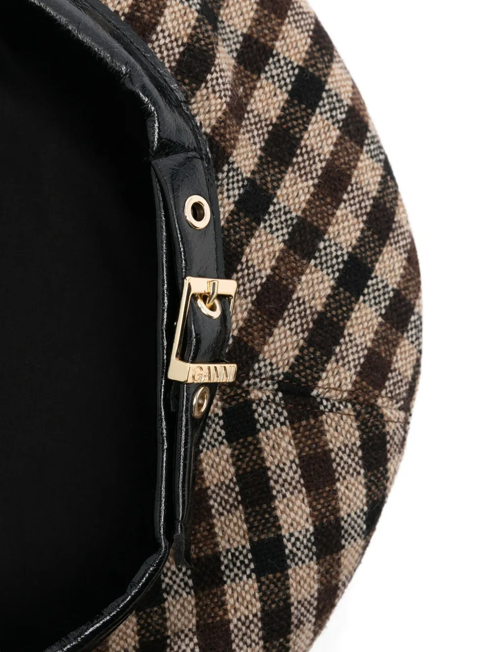 GANNI checked beret - Bruin