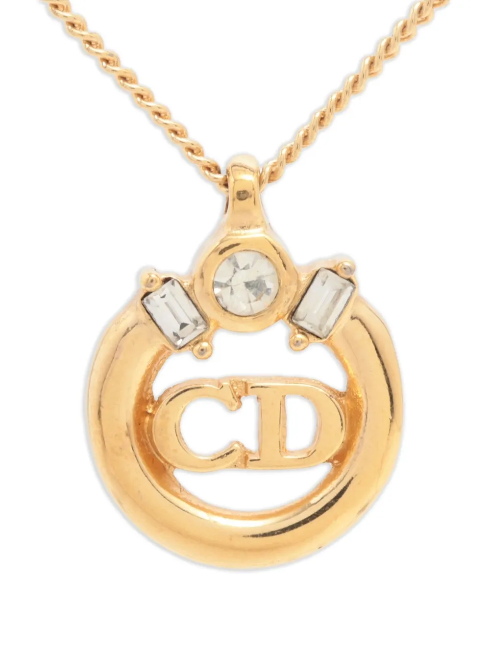 Christian Dior Pre-Owned CD-logo circular pendant necklace | Gold | Image 1
