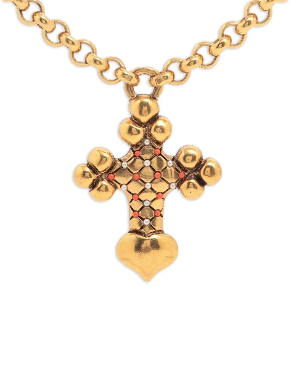 Loewe Pre-Owned cross-pendant necklace - ゴールドトーン Loewe Pre-Owned cross-pendant necklace - ゴールドトーン