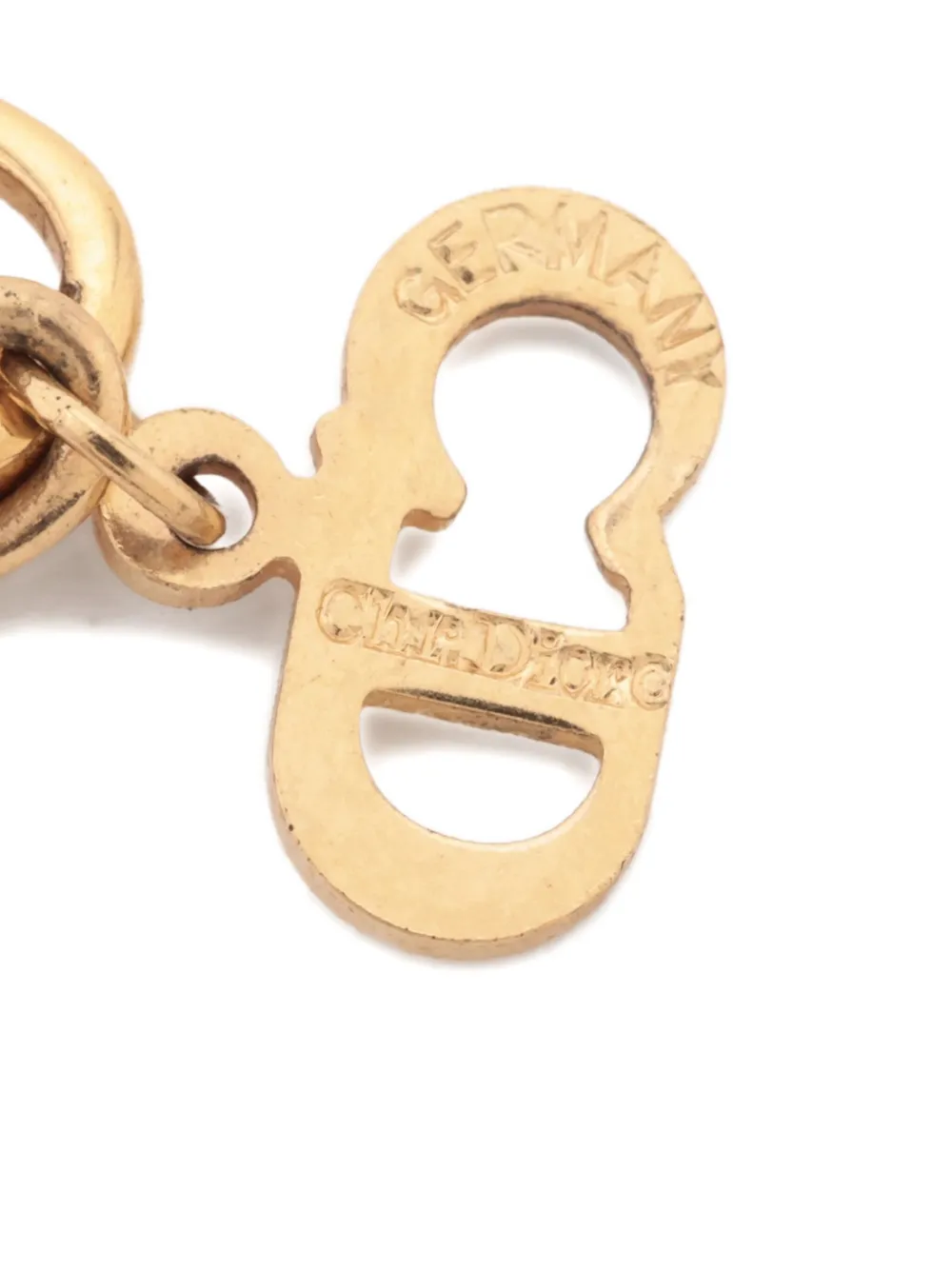 Pre-owned Dior Teardrop Lattice-pendant Necklace In Gold