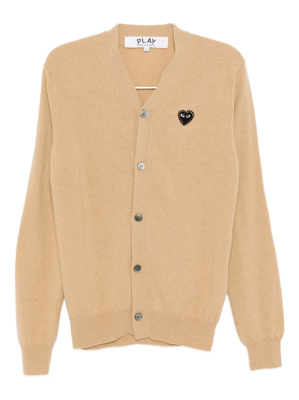 Comme Des Garçons Play Heart-appliqué Cardigan In Nude