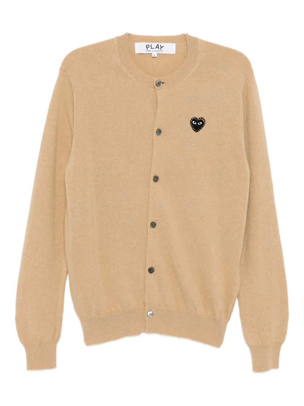 Comme Des Garçons Play Heart-appliqué Cardigan In Neutral