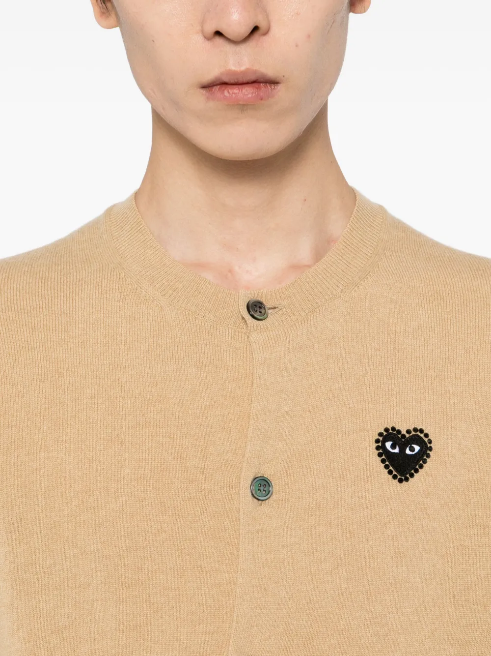 Comme Des Garçons Play Heart-appliqué Cardigan In Neutral