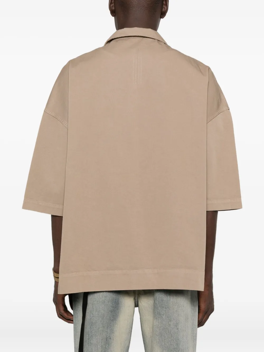 Rick Owens DRKSHDW Overhemd met dubbele zak en korte mouwen Beige