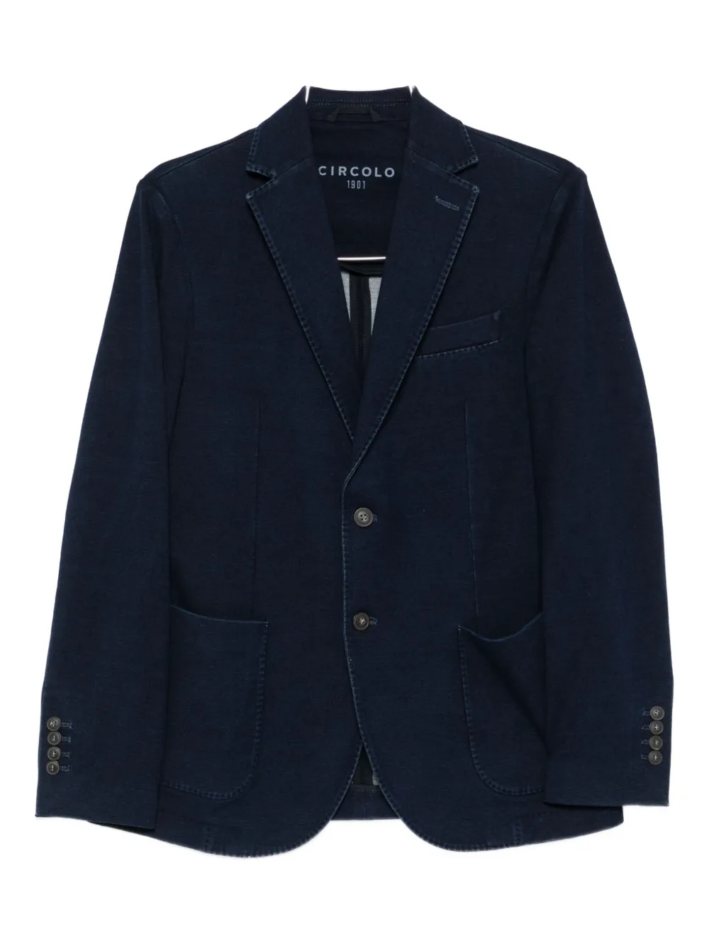 Circolo 1901 Two-button Tailored Jacket In Deep Blue Cotton-elastane Blend In Black