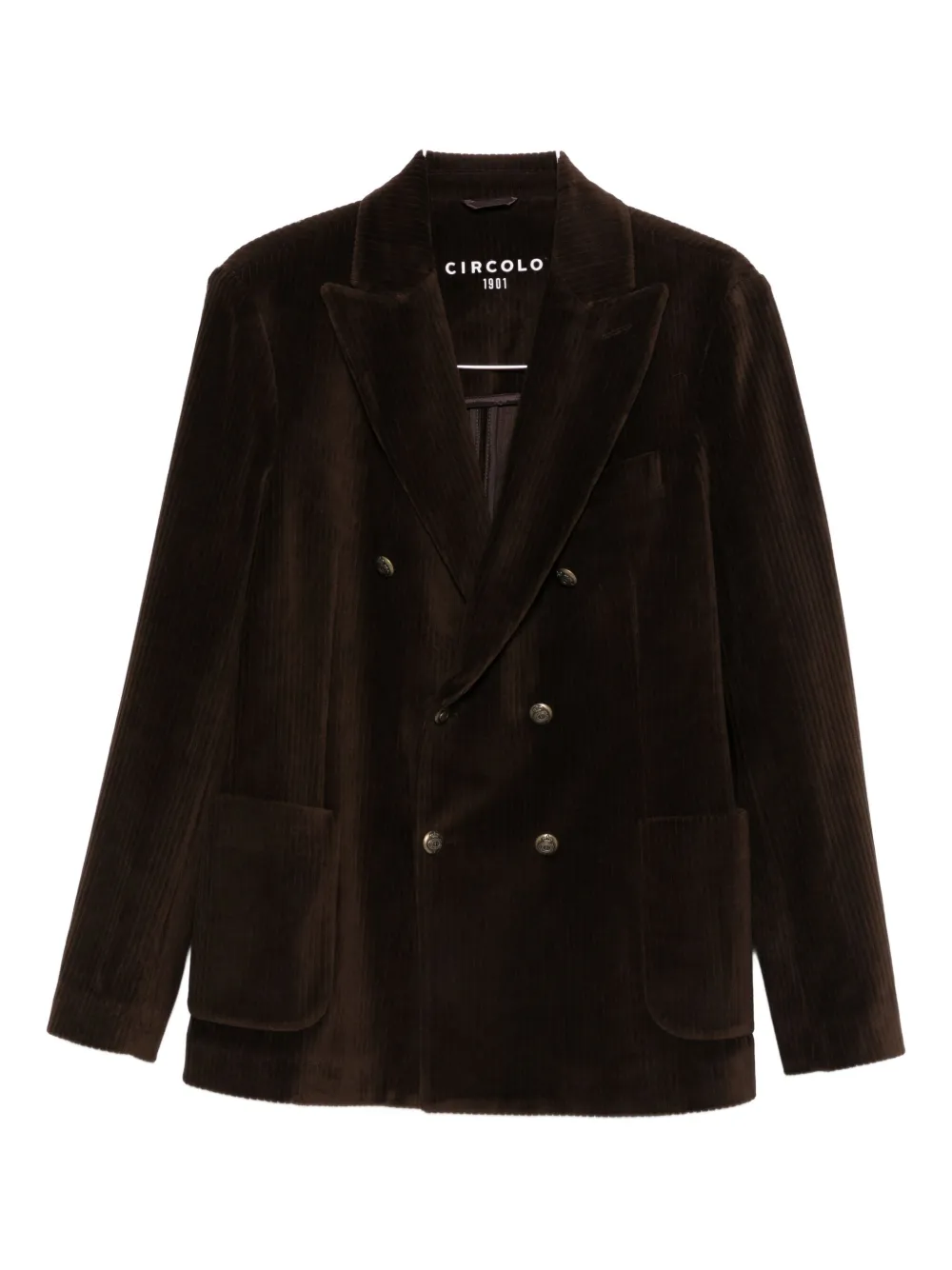 Circolo 1901 Double-breasted Corduroy Jacket With Notch Lapel In Brown